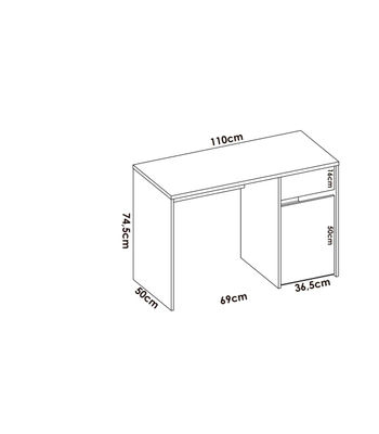 Mesa de despacho Velez 1 cajon 1 puerta acabado Blanco Nordic 74.2 cm(alto)110.3 - Foto 2