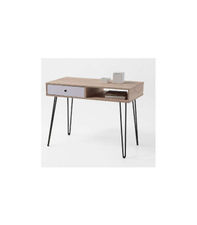 Mesa de escritorio Kala 1 hueco + 1 cajón acabado madera y blanco 76 cm(alto)100
