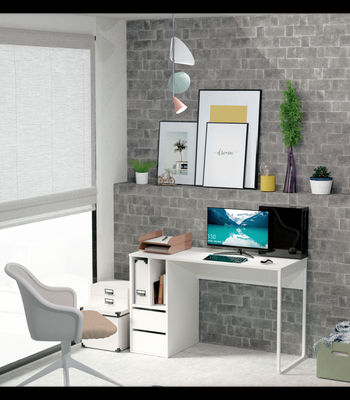 Mesa de escritorio Nolita acabado blanco, 74cm(Alto) 120cm(Ancho) 55cm(Fondo - Foto 5