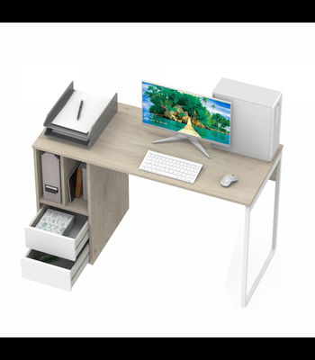 Mesa de escritorio Nolita acabado blanco/roble aurora, 74cm(Alto) 120cm(Ancho) - Foto 3