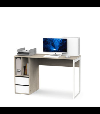 Mesa de escritorio Nolita acabado blanco/roble aurora, 74cm(Alto) 120cm(Ancho) - Foto 5
