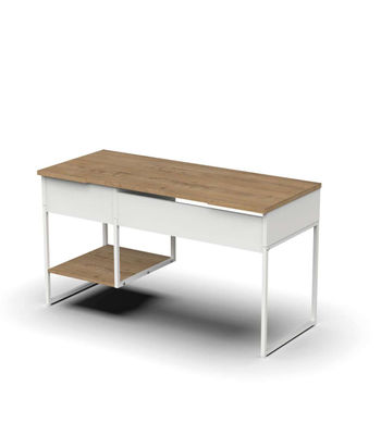 Mesa de escritorio Shira acabado blanco/roble, 76cm(Alto) 137.5cm(Ancho) - Foto 4