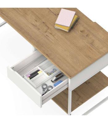 Mesa de escritorio Shira acabado blanco/roble, 76cm(Alto) 137.5cm(Ancho) - Foto 3