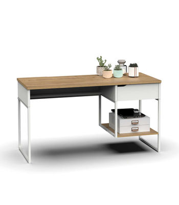 Mesa de escritorio Shira acabado blanco/roble, 76cm(Alto) 137.5cm(Ancho)