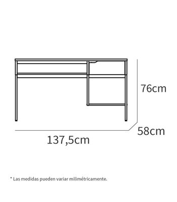 Mesa de escritorio Shira acabado blanco/roble, 76cm(Alto) 137.5cm(Ancho) - Foto 2