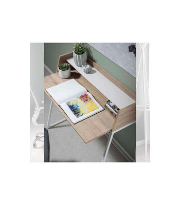 Mesa de estudio roble, patas metálicas blancas, 90 cm(alto) 100 cm(ancho) 54 - Foto 2