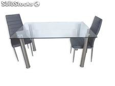 Mesa de jantar de vidro temperado 140 centímetros