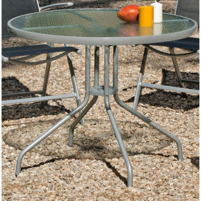 Mesa de jardín en aluminio con cristal templado modelo Palermo 90, desmontable