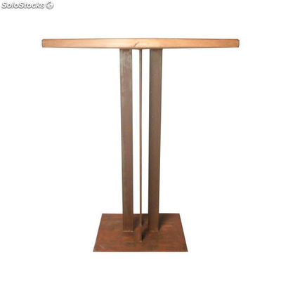 Mesa de madeira de estilo industrial com pé metálico