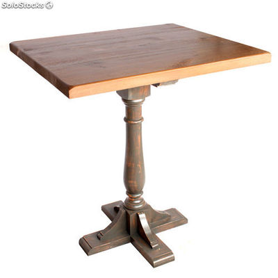 Mesa de madeira de estilo vintage com pé central de madeira - Foto 2