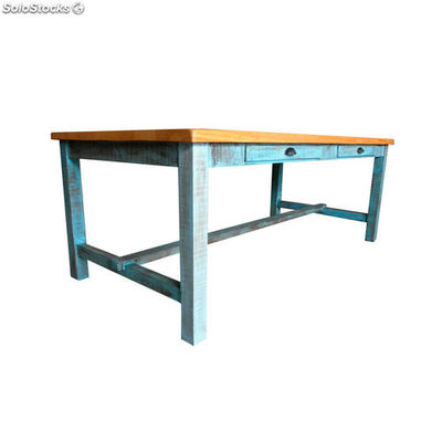 Mesa de madeira estilo vintage com gavetas falsas - Foto 2