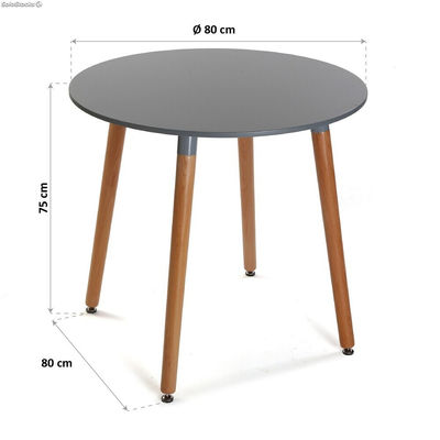 Mesa de madera en color gris, modelo Round (80 cm) - Sistemas David - Foto 4