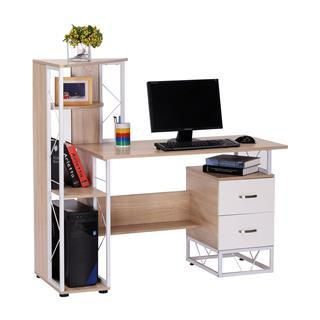 Mesa de ordenador SILVANO en madera color blanco y roble