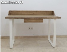 Mesa escritorio industrial cajón madera hierro