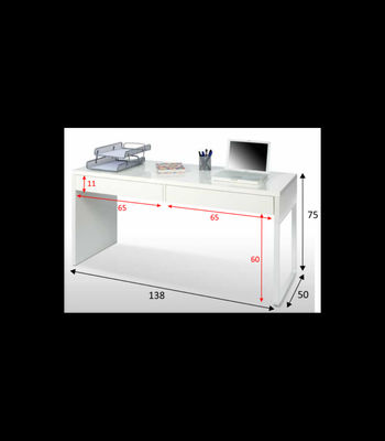 Mesa escritorio reversible 2 cajones Dallas en acabado blanco 138 cm(ancho), 75 - Foto 2