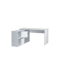 Mesa escritorio reversible con buc modelo Desing acabado en Gris Cemento y