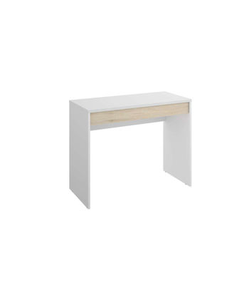 Mesa escritorio Sam con cajón acabado en Blanco y Natural 74.2 cm(alto) x 89.5 - Foto 4