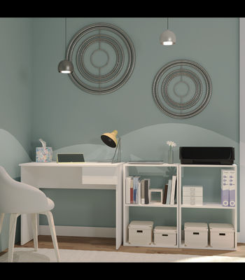 Mesa escritorio Turín con un cajón acabado blanco brillo, 75 cm(alto)90 - Foto 2