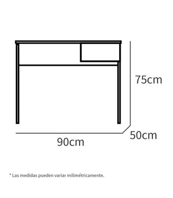 Mesa escritorio Turín con un cajón acabado blanco brillo, 75 cm(alto)90 - Foto 3