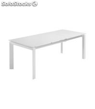 mesa estensible em vidro temperado pintadas de branco puro. estrutura de aço