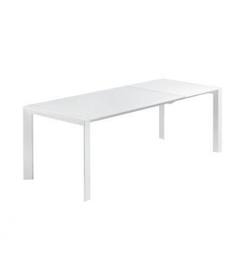 mesa estensible em vidro temperado pintado branco puro - dm extensão brilho