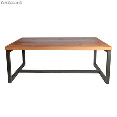 Mesa estilo industrial vintage feita em aço e madeira maciça pinho envelhecido.