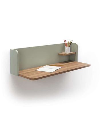 Mesa estudio para colgar Mod-Roman acabado nogal/verde, 35 x 90 x 25 cm (fondo x