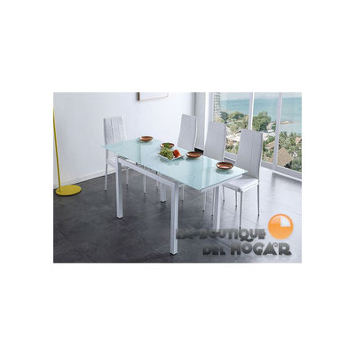 Mesa Extensible Para Salón Comedor Modelo Milán - Cristal Blanco - Foto 3