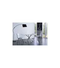 Mesa fija Cross para salon o cocina de cristal patas blancas 75 cm(alto)160