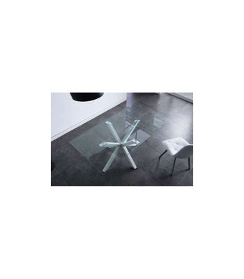 Mesa fija Cross para salon o cocina de cristal patas blancas 75 cm(alto)160 - Foto 2