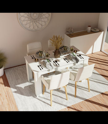Mesa fija Kia para salón, cocina acabado blanco, 77 cm(alto)140 cm(ancho)80 - Foto 3