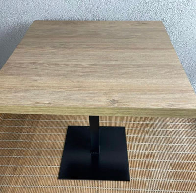 mesa hostelería tablero de melamina modelo ROBLE GRUESO pie de hierro NEGRO - Foto 2