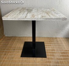 mesa hostelería tablero de melamina modelo VINTAGE pie de hierro NEGRO