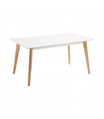 mesa laqueada com um dm fosco. pés em madeira natural. 77x160x90 cm
