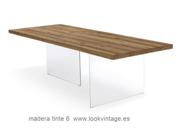 Mesa madera patas cristal modelo numa