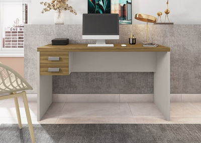 Mesa oficina studio 136 standard con cajones - miel &amp;amp; gris - Foto 4