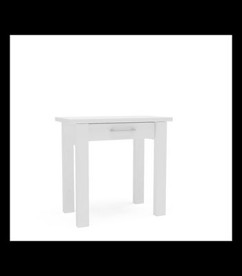 Mesa para cocina, comedor abatible 1 cajón Md-Bety acabado cristal blanco,