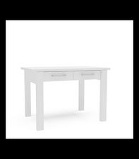 Mesa para cocina, comedor abatible 2 cajones Md-Bety acabado cristal blanco,