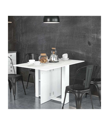 Mesa para cocina, comedor abatible acabado blanco, 17.4+134.2cm(ancho) - Foto 4