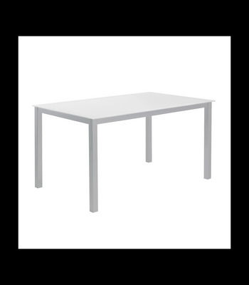 Mesa para cocina, comedor fija acabado cristal blanco, 140cm(ancho) 75cm(altura)