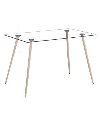 Mesa para cocina, comedor fija Md-Peter patas acero efecto madera, 120cm(ancho)