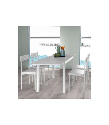 Mesa para cocina extensible acabado blanco mármol, 76.5 cm(alto) 110/170 - Foto 2