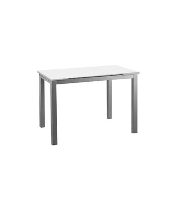 Mesa para cocina extensible acabado cristal blanco, 76.5 cm(alto) 110/170 - Foto 2