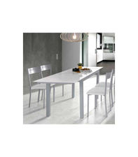 Mesa para cocina extensible acabado cristal blanco, 76.5 cm(alto) 110/170