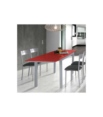Mesa para cocina extensible acabado cristal rojo, 76.5 cm(alto) 110/170 - Foto 2