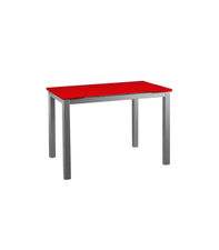Mesa para cocina extensible acabado cristal rojo, 76.5 cm(alto) 110/170