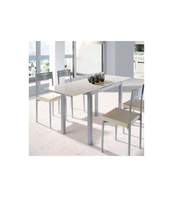 Mesa para cocina extensible cristal beige, 76.5 cm(alto) 95/155 cm(ancho)60