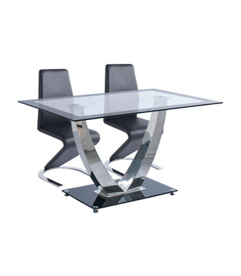 Mesa para comedor fija Md-Dubai acabado negro/cromo, 140cm(ancho) 75cm(altura) - Foto 2