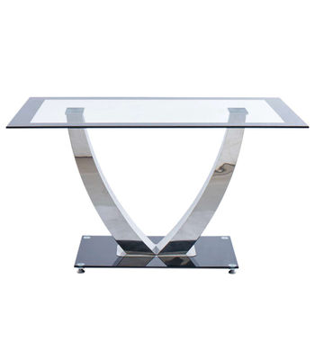 Mesa para comedor fija Md-Dubai acabado negro/cromo, 140cm(ancho) 75cm(altura)