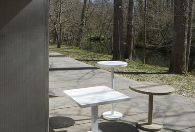 Mesa pie alto estructura aluminio anodizado Barcino - Foto 5